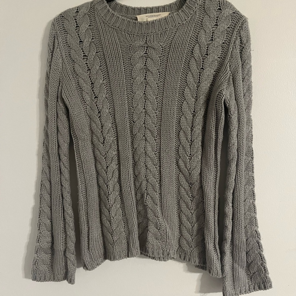 WORKSHOP Grey Knit Sweater: Size XS